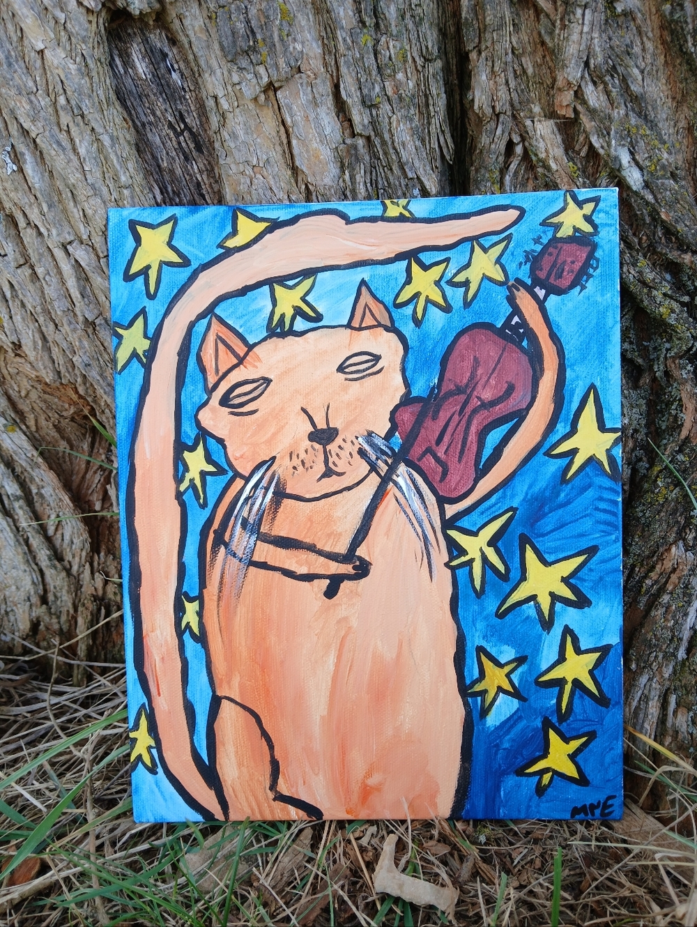 Cat Playing Fiddle Painting - Picture 7 of 8